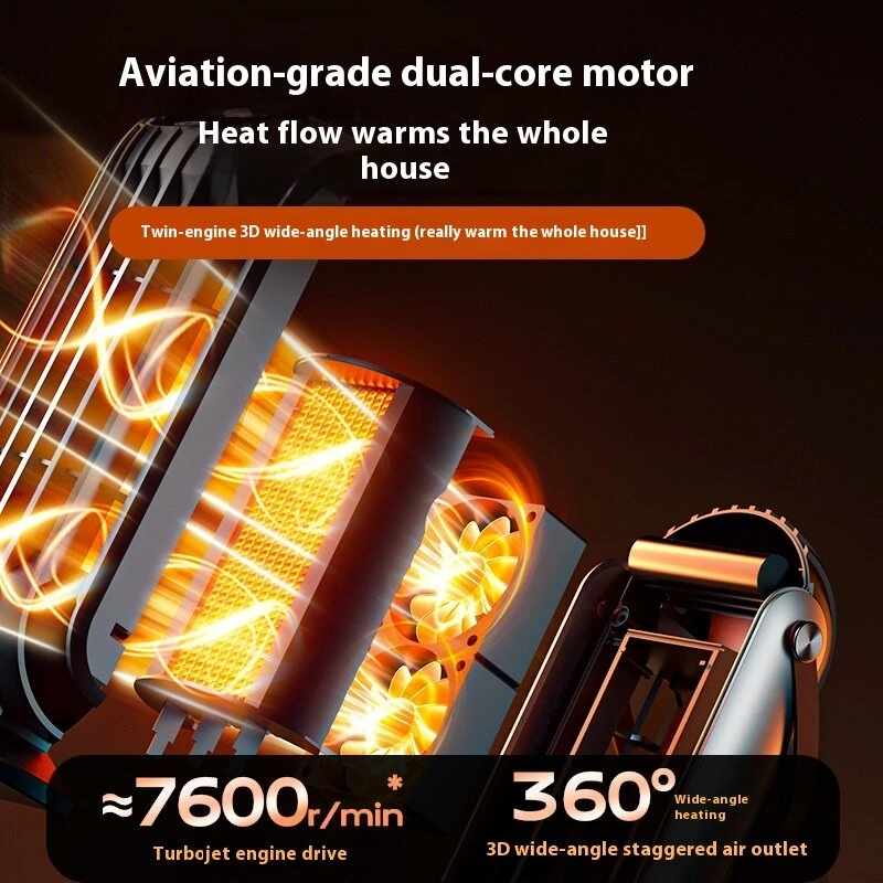 (image for) 1500W Household Fan Heater Winter Warm Electric Heater for Office Living Room Bathroom Bedroom Intelligent Temperature Control